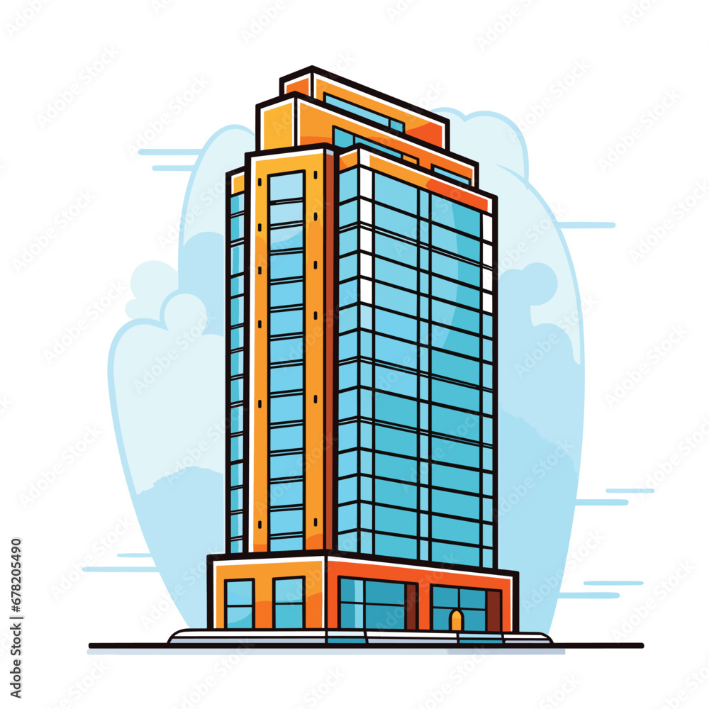 Cartoon modern skyscraper building, vector illustration