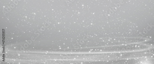 Snow and snowflakes on transparent background. Winter snowfall effect of falling white snow flakes and shining, New Year snowstorm or blizzard realistic backdrop. Christmas or Xmas holidays.