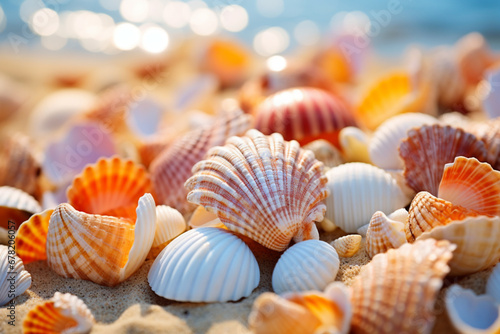 seashells on the sand of beach 