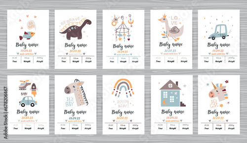 Baby shower invitation templates with cute animals.