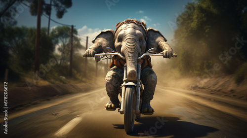baby Elephant riding a bike or bicycle