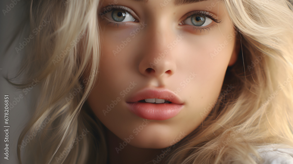 25 year old woman with radiant and fresh skin, photo shoot, beauty model, light background, close-up of face 25 year old woman with radiant and fresh skin, photo shoot, beauty model, light background, close-up of face