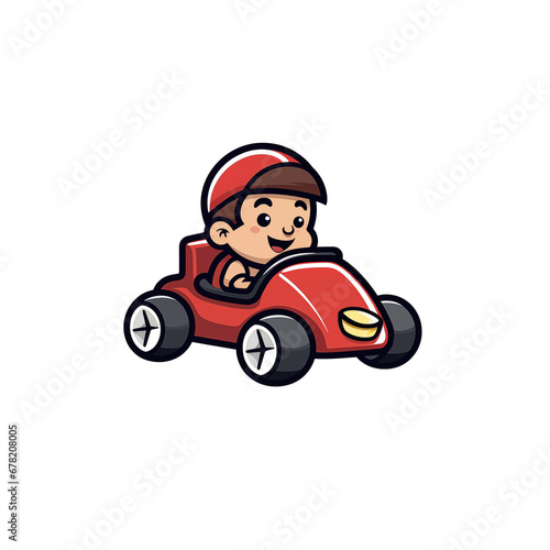 illustration of man driving a red car