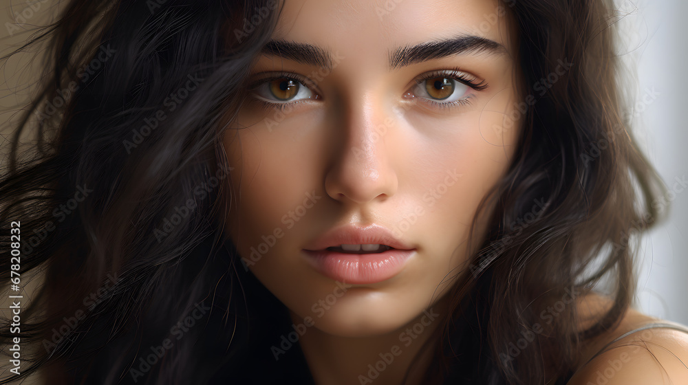 25 year old woman with radiant and fresh skin, photo shoot, beauty model, light background, close-up of face 25 year old woman with radiant and fresh skin, photo shoot, beauty model, light background, close-up of face
