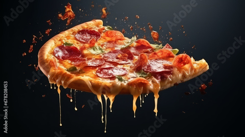 Delicious pizza slices with cheese.Ai Generated