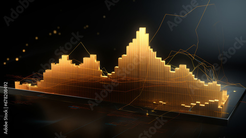 Gold price graph board with the price rising high has a finger pointing .Ai Generated