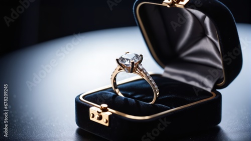 Diamond Engagement Ring inside a ring box photo