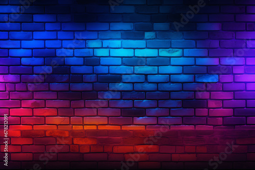 Modern Futuristic Neon Brick Wall Background