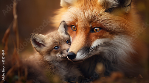 Wallpaper Mural raposa com filhote, Foto adorável Amor de Mãe Torontodigital.ca