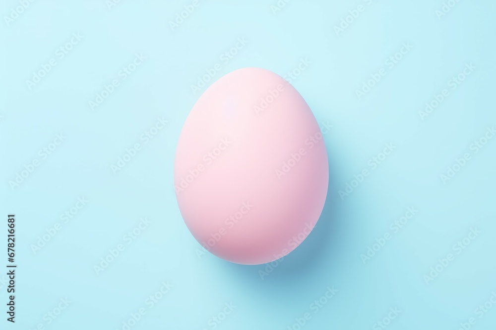 Minimal fashion concept with a pink egg on light blue pastel background