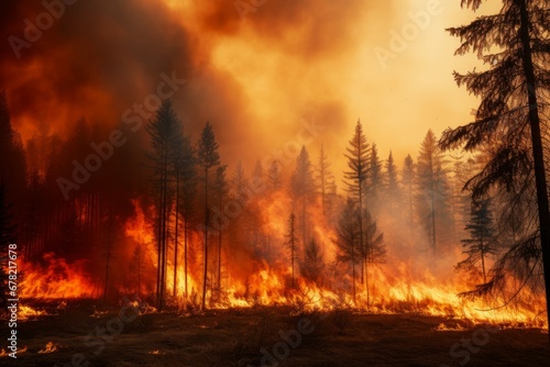 Gorgeous forest fire with blazing logs