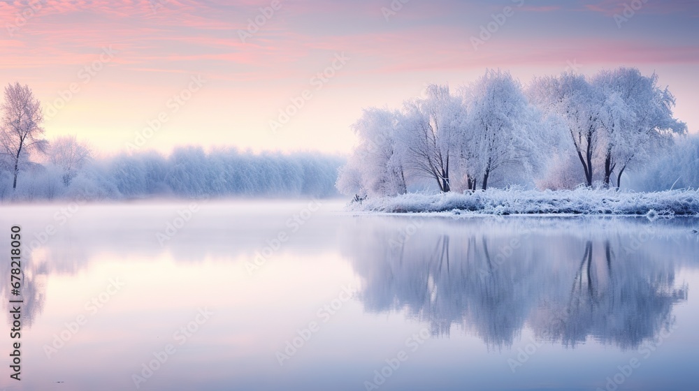 the essence of winter solstice. Showcase the tranquil natural setting with a soft, wintry landscape the essence of winter solstice. Showcase the tranquil natural setting with a soft, wintry landscape