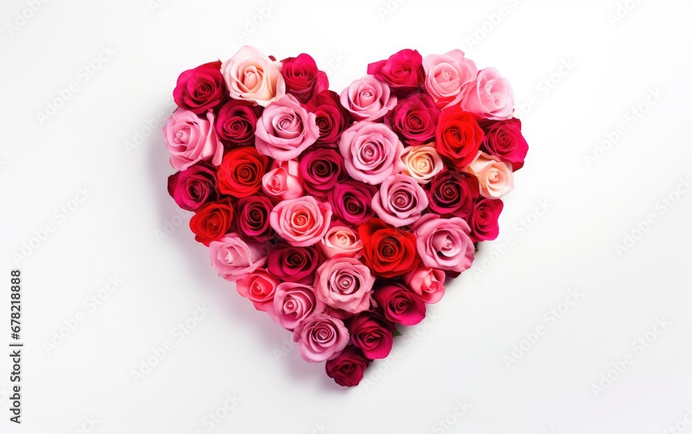 pink and red roses in heart shape isolated isolated on a white background, illustration for Valentine day or Wedding pink and red roses in heart shape isolated isolated on a white background, illustration for Valentine day or Wedding