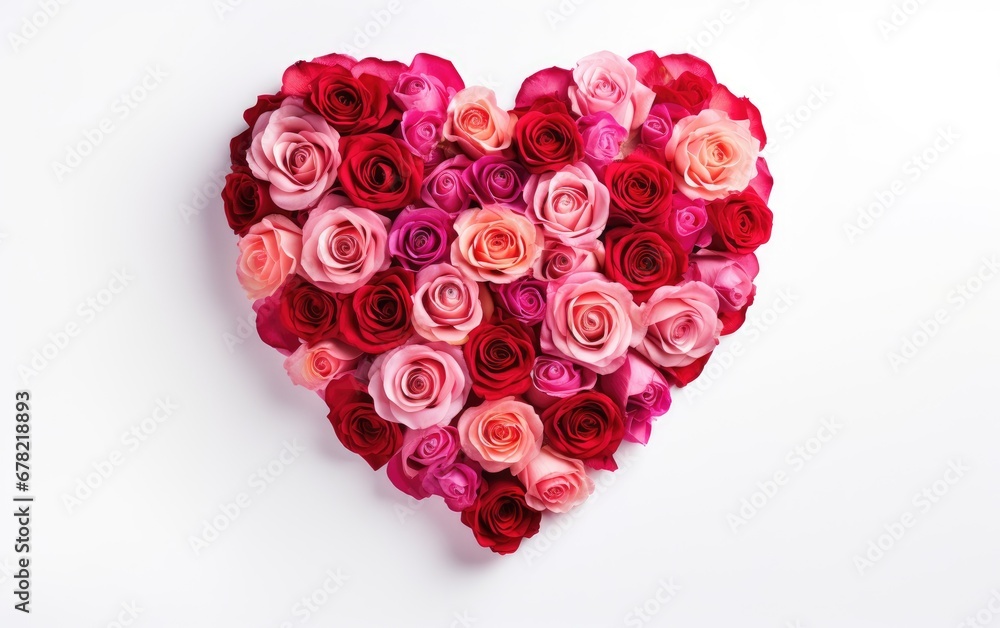 pink and red roses in heart shape isolated isolated on a white background, illustration for Valentine day or Wedding pink and red roses in heart shape isolated isolated on a white background, illustration for Valentine day or Wedding