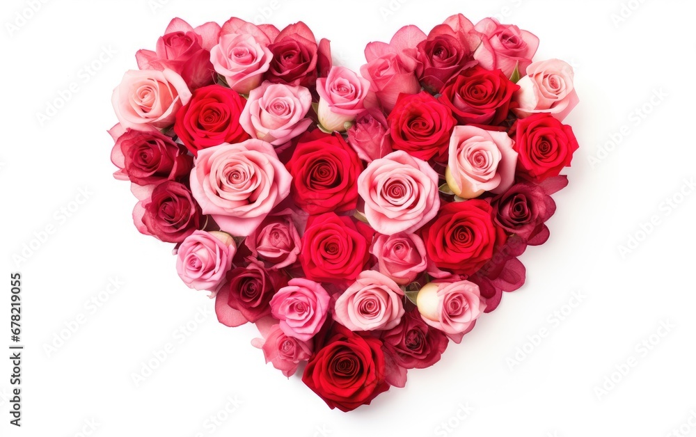 pink and red roses Heart shape on a white background, rose is a flower symbol represents love, romance in Valentines Day pink and red roses Heart shape on a white background, rose is a flower symbol represents love, romance in Valentines Day