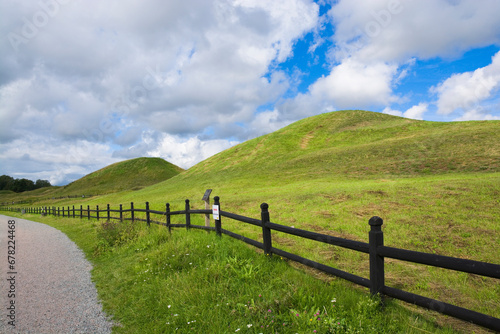 Three large Royal Mounds at Gamla Uppsala, Sweden