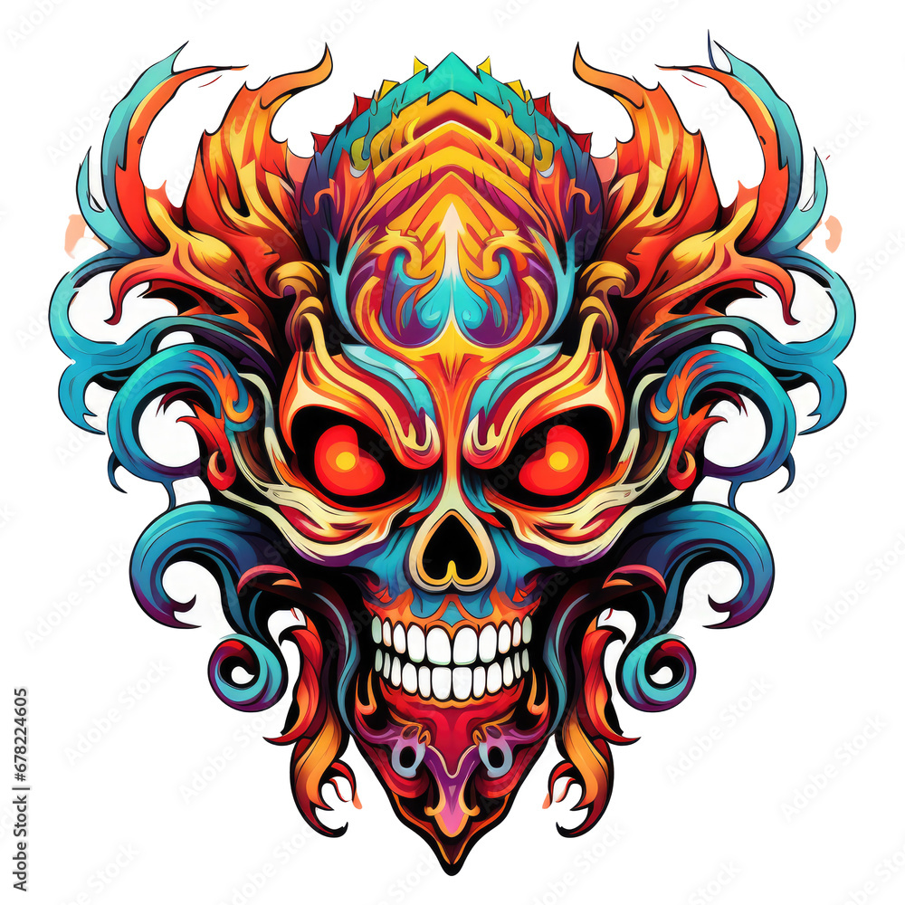 Day of the Dead Skull Mask, Colorful skull decorated, skull for fashion design, background or tattoo Day of the Dead Skull Mask, Colorful skull decorated, skull for fashion design, background or tattoo