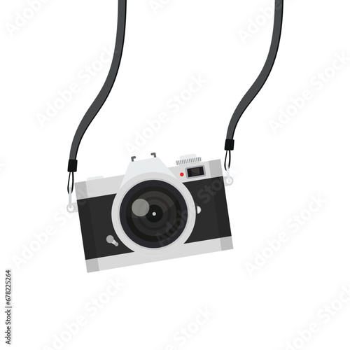 Black camera hanging vector icon
