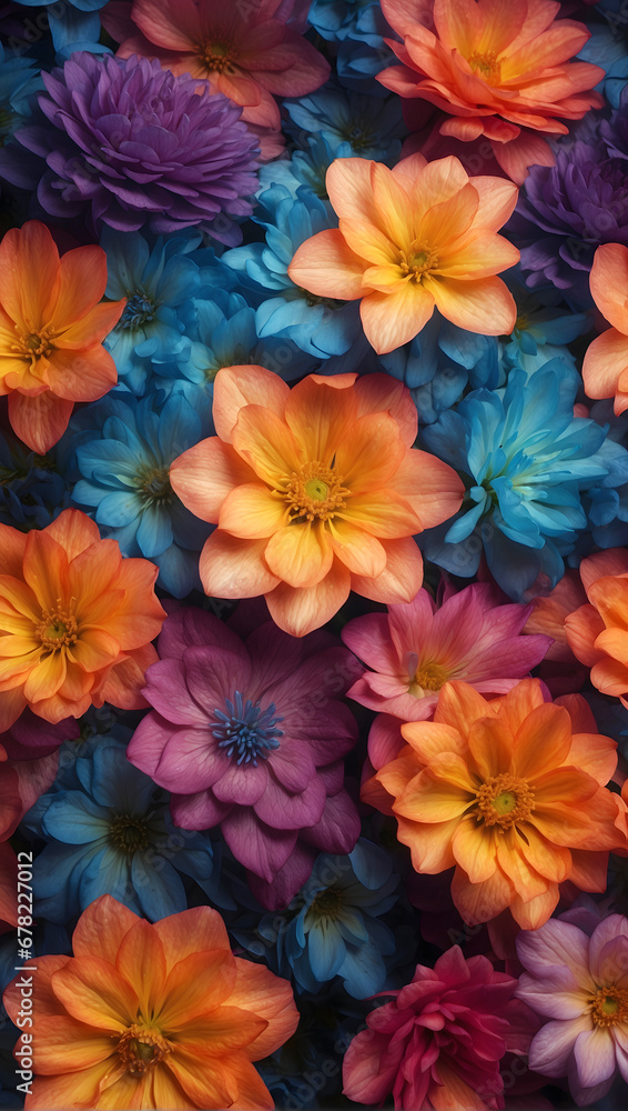 Chromatic Petals: Creative Modern Art Enriched with Colorful Flowers for Dynamic Backgrounds Chromatic Petals: Creative Modern Art Enriched with Colorful Flowers for Dynamic Backgrounds