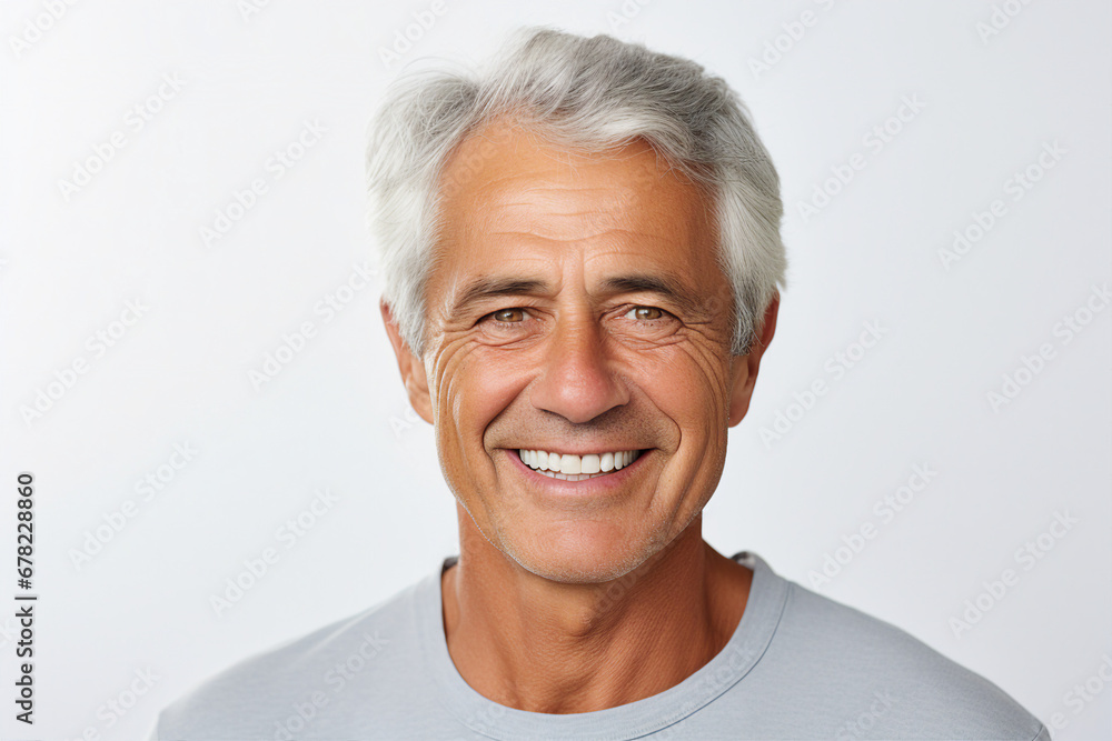 Portrait of handsome man with bright smile veneers after dentist isolated on white background Portrait of handsome man with bright smile veneers after dentist isolated on white background