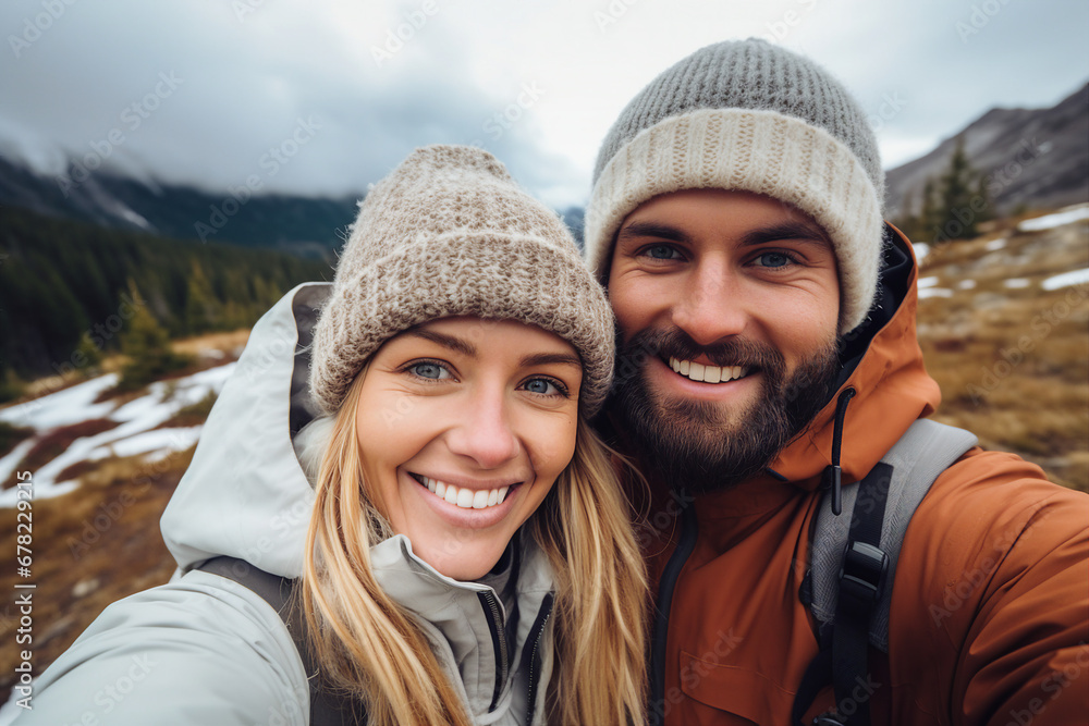 Generative AI image of beautiful cute young couple spending honeymoon vacation together Generative AI image of beautiful cute young couple spending honeymoon vacation together