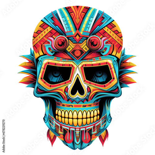 Day of the Dead Skull Mask, skull ornament, kull with decorative pattern.