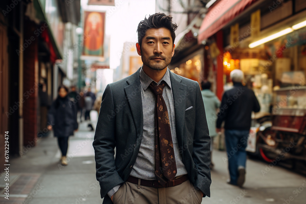 Generative AI picture image of attractive confident young businessman model appearance Generative AI picture image of attractive confident young businessman model appearance