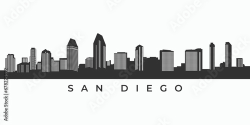 San diego city skyline silhouette. California skyscraper high building in united states of america photo