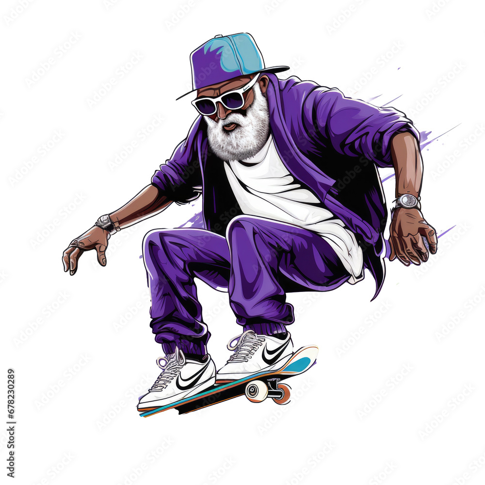 Happy senior man grandfather riding a skateboard. Old modern grandfather enjoy active sport. Healthy lifestyle. National Grandparent Day Happy senior man grandfather riding a skateboard. Old modern grandfather enjoy active sport. Healthy lifestyle. National Grandparent Day