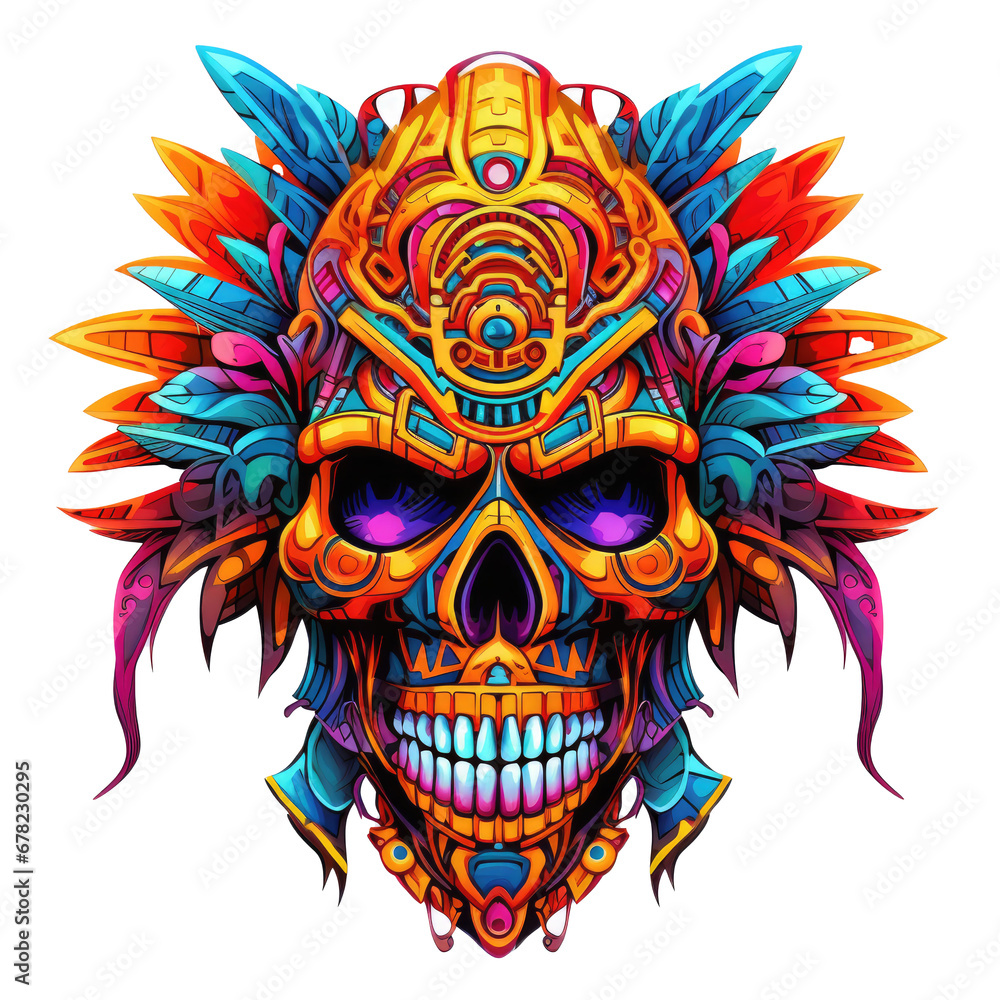 Day of the Dead Skull Mask, Creative skull and nature hand drown design art by illustration