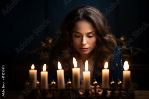 Mature person praying for peace in church against terrorism war conflict generative ai