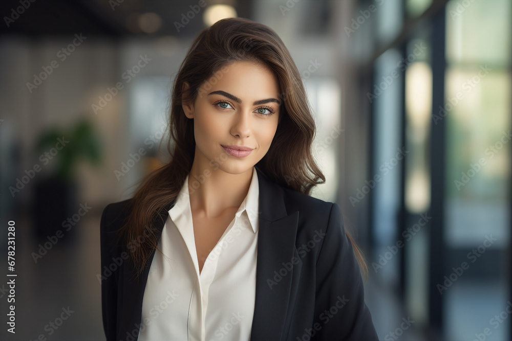 Attractive lady executive business leader manager looking at camera generative AI Attractive lady executive business leader manager looking at camera generative AI