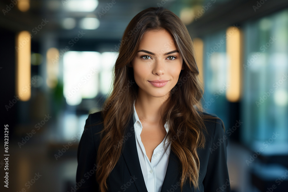 Attractive lady executive business leader manager looking at camera generative AI Attractive lady executive business leader manager looking at camera generative AI