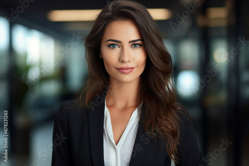 Generative AI picture portrait of amazing gorgeous office worker young woman