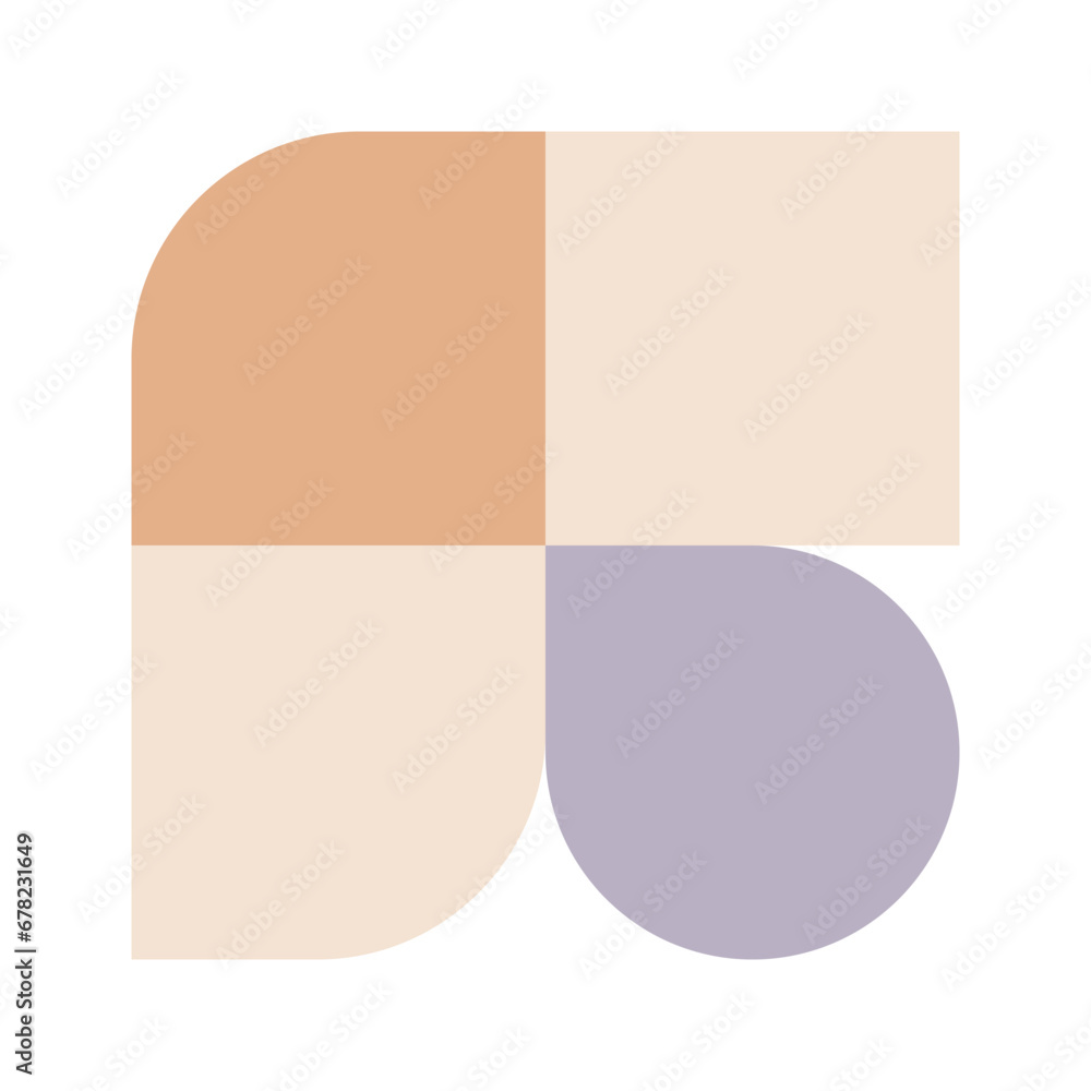 Trendy bauhaus pattern poster. Vector abstract geometric color shapes in beige and red pastel colors. Simple neo modern design elements. Fashion retro print for greeting card, web design