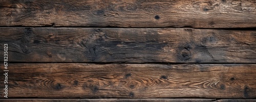 A close-up shot of a weathered wooden floor, capturing its rich textures, knots, and grain patterns in high-definition detail.