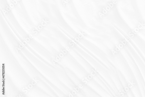 Top view Abstract White cloth background with soft waves.Wave and curve overlapping with different shadow of color white fabric  crumpled fabric.