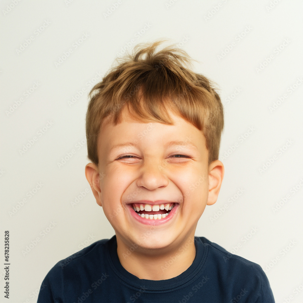 Smiling young blonde kid with open mouth and a fuzzy hair Smiling young blonde kid with open mouth and a fuzzy hair