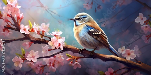 Whispering Serenade beneath Spring Blossoms, Generative AI © Oleksii