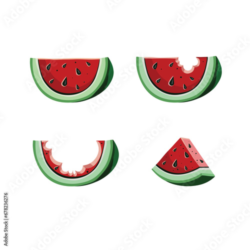 Set of colorful hand drawn watermelons with transparent background eps10