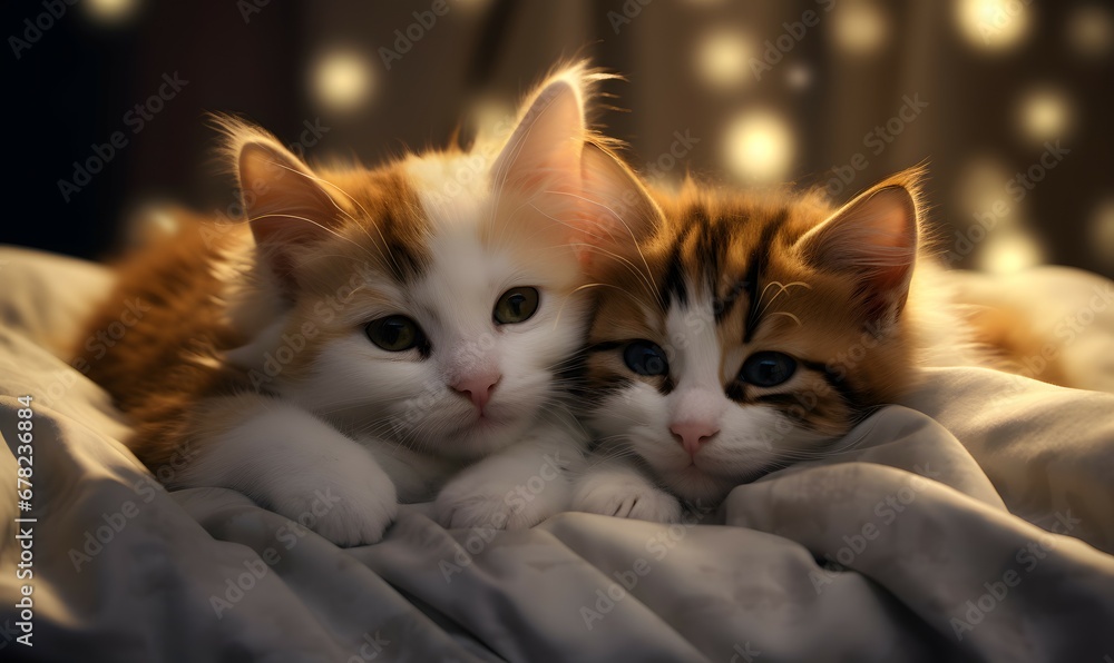 Cozy Companions: Kittens Sharing a Tender Nap Cozy Companions: Kittens Sharing a Tender Nap
