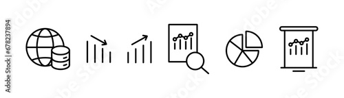 Business data analysis chart icon. Editable stroke vector design.