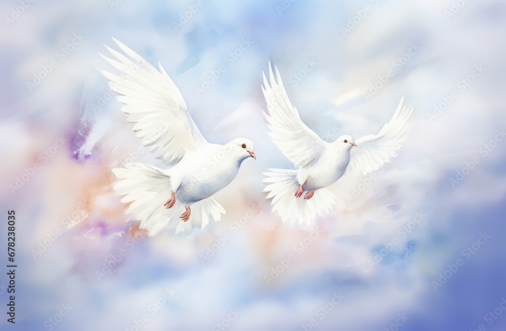 Fototapeta premium white doves in flight.