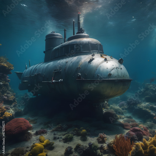 Beautiful submarine under the sea