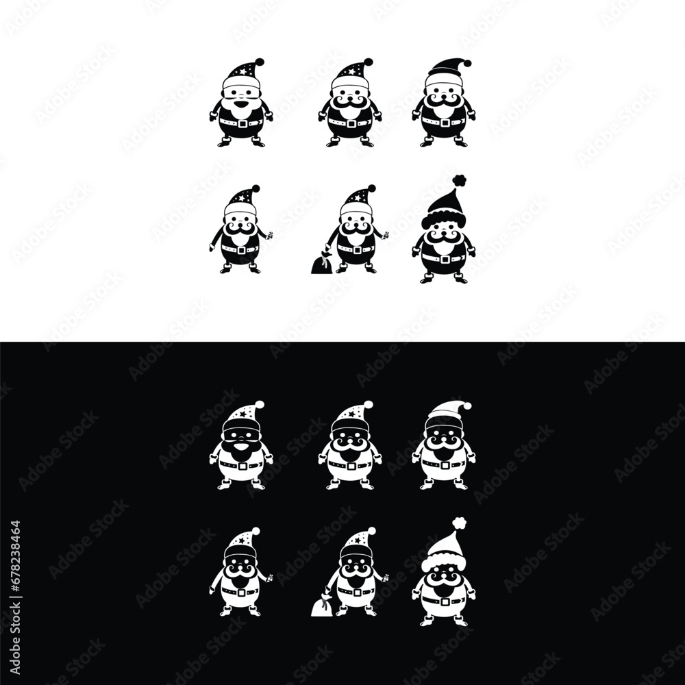 Fototapeta premium santaclaus cute logo vector,Santa Claus silhouette with gifts sack. Vector template on transparent background,santa claus silhouette set of illustration vector