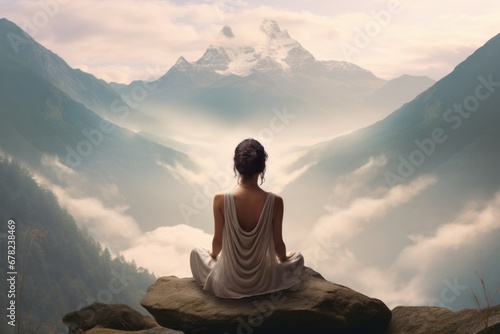 Mountain meditation: Dawn serenity unfolds.