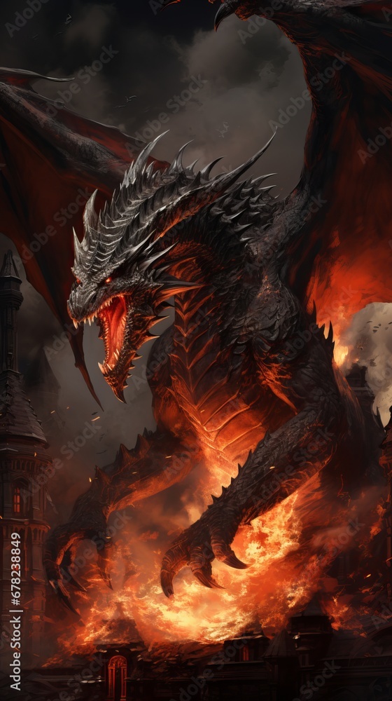 Fototapeta premium Majestic Dragons: Mythical Beasts Captured in Stunning Imagery