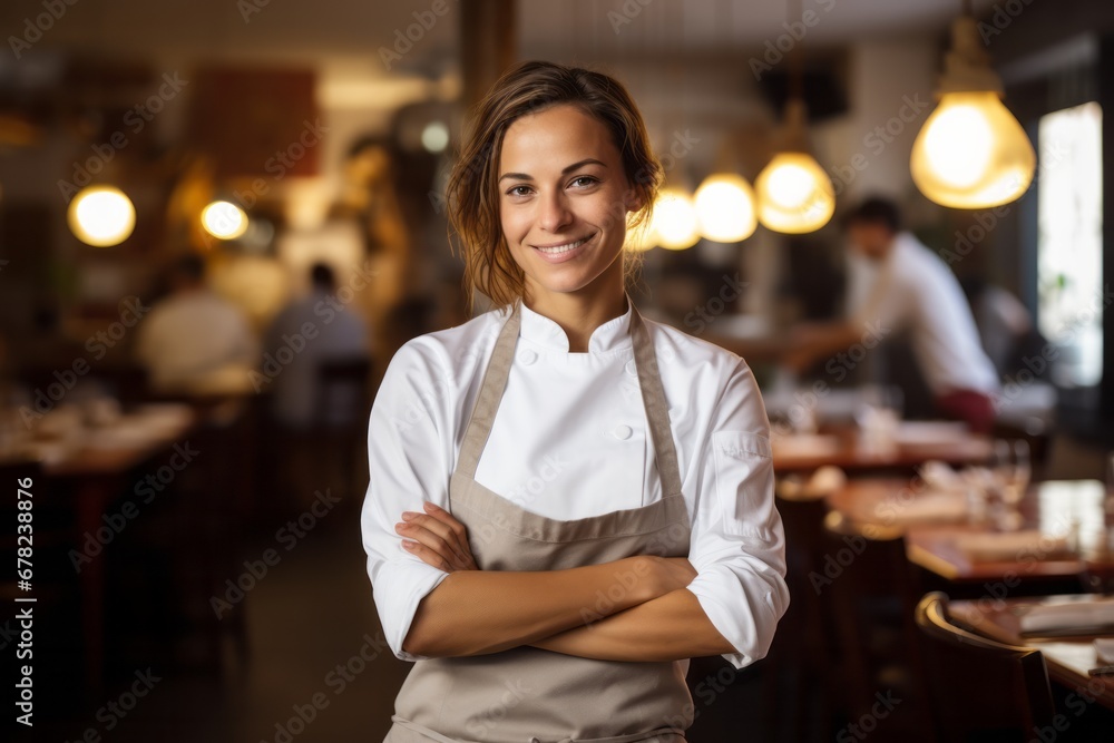 Fototapeta premium Culinary Joy: Women-Owned Restaurant Triumph.