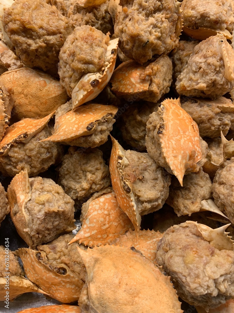 Thailand street food, crab meatball Thailand street food, crab meatball