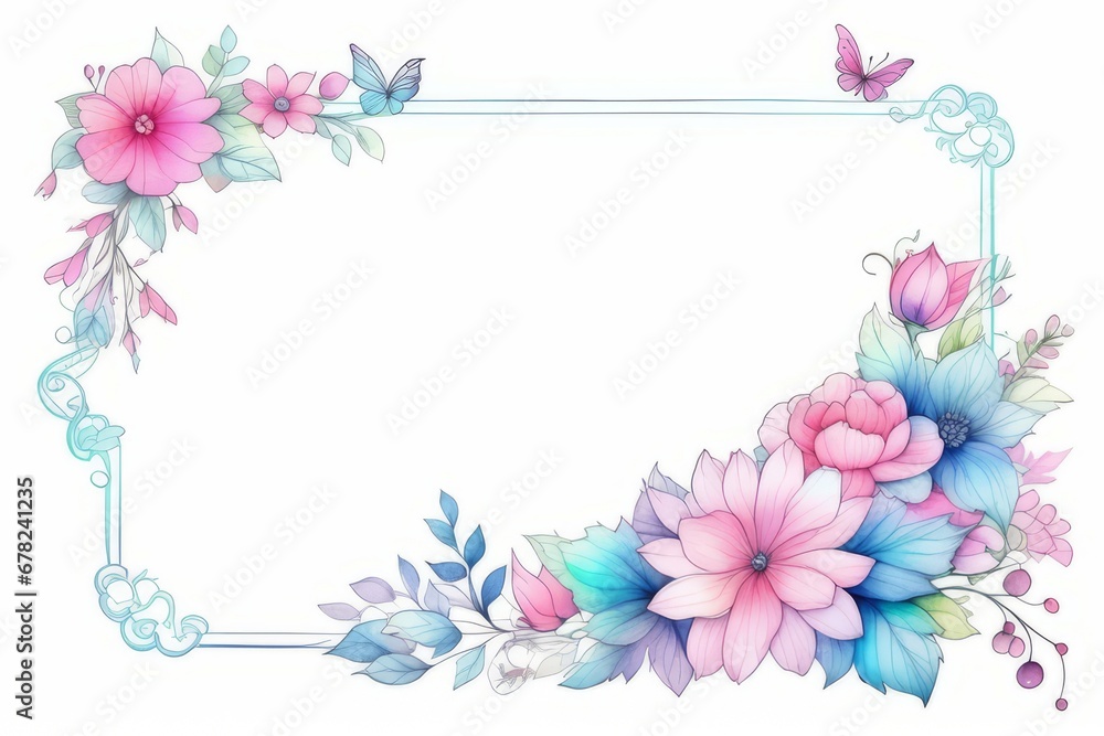 frame with flowers and butterflies generative AI software. frame with flowers and butterflies generative AI software.